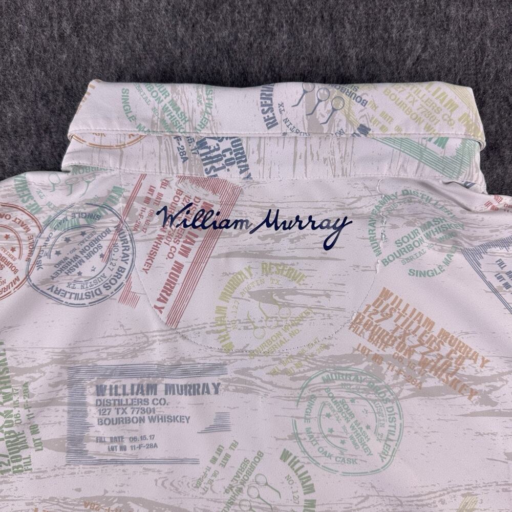 William Murray Performance Polo Mens XL Distillery Whiskey Bourbon Print Stretch - Picture 12 of 16
